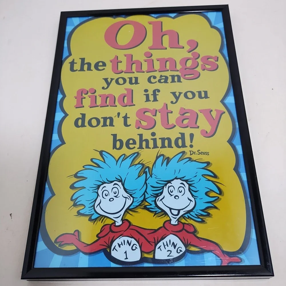 2 Dr. Seuss Framed Quote Wall Art Print‎ Hanging Decor 12.5x8.5 Set Lot Of 2